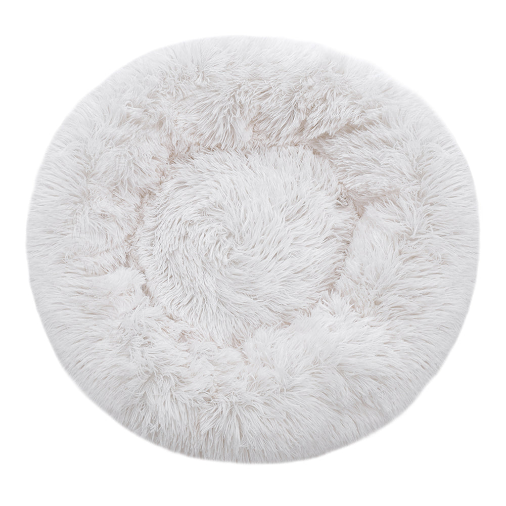 Plush Donut-Shaped Calming Dog Cuddler Bed with Raised Rim