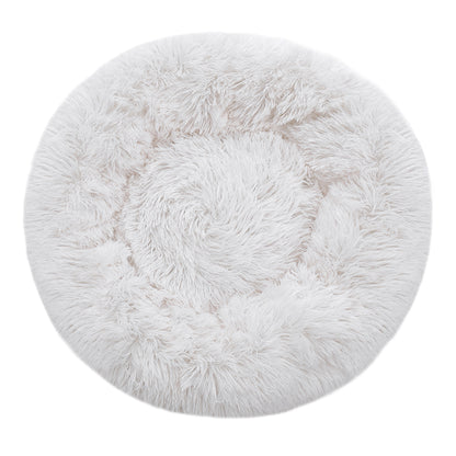 Plush Donut-Shaped Calming Dog Cuddler Bed with Raised Rim