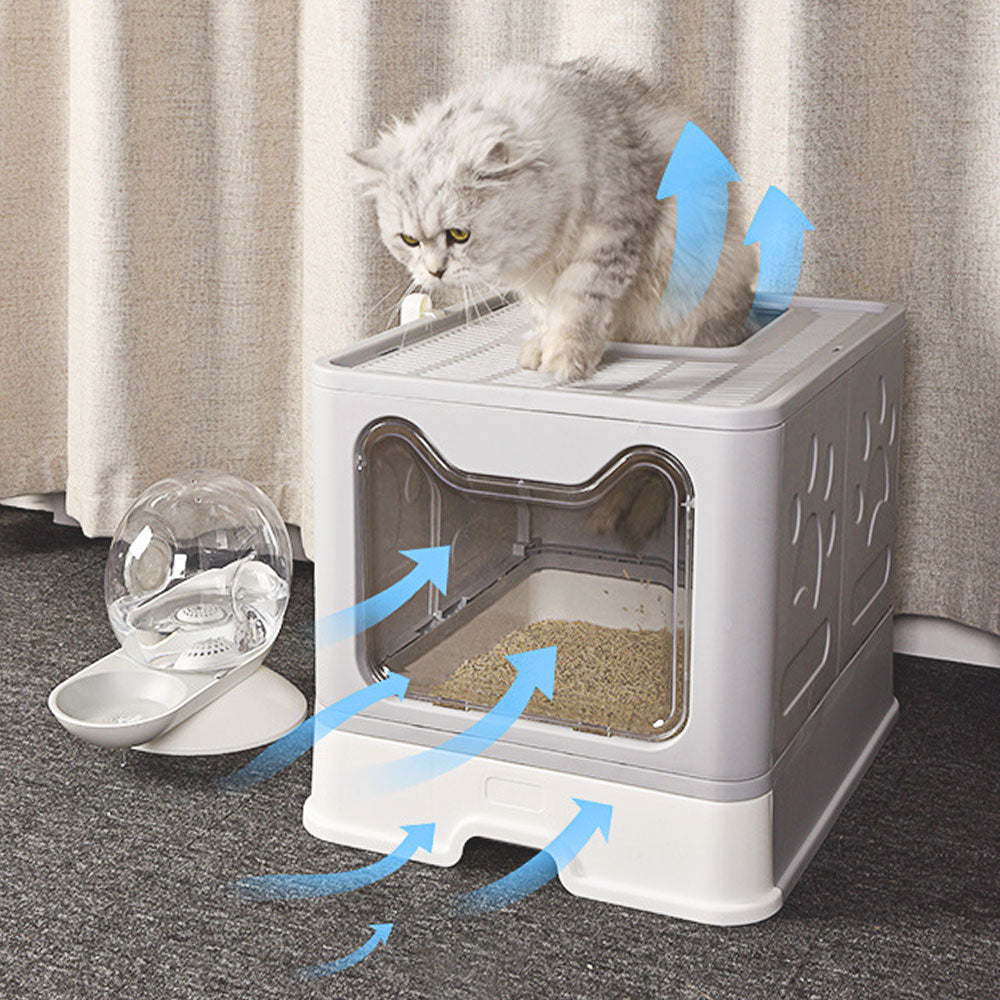 Front-Entry, Top-Opening Foldable Cat Litter Box – Compact, Easy Clean, and Space-Saving Design