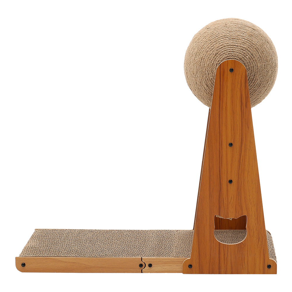 L-Shaped Cat Scratcher with Sisal Ball – Compact Design for Scratching, Climbing & Play