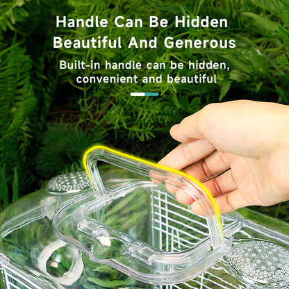 Double-Layer Transparent Hamster Cage with Hidden Handle and Tunnel