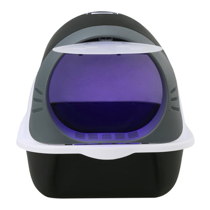 Detachable Cat Litter Box with Built-in UV Sterilizer Lamp and Two-Way Access