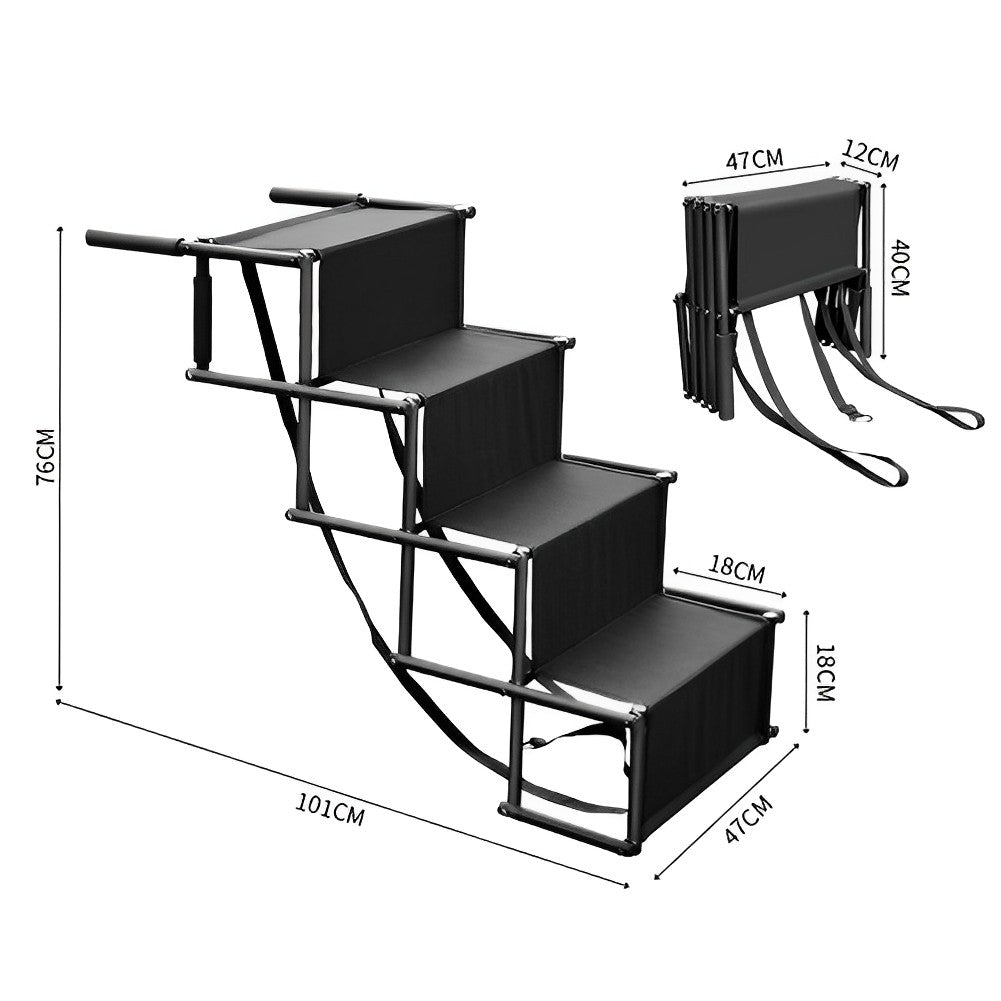 Lightweight Folding Pet Stairs - Adjustable Telescopic Ladder for Cats & Dogs