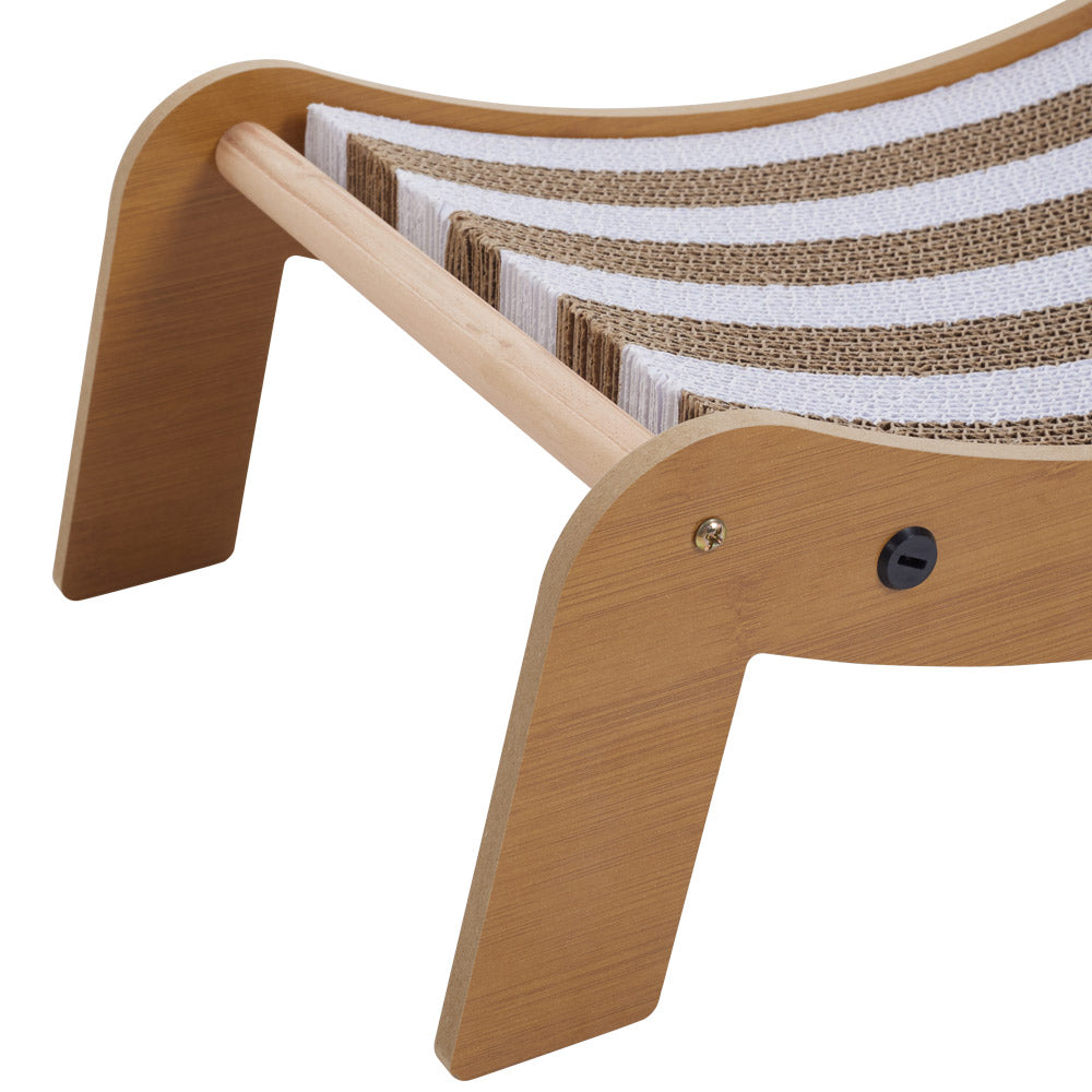 Curved Cat Scratching Board with Sisal Ball – Durable Lounge & Scratch Surface with Wooden Frame