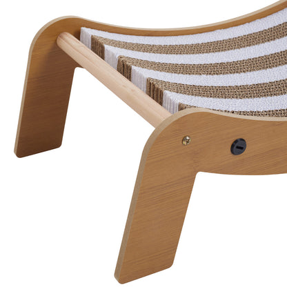 Curved Cat Scratching Board with Sisal Ball – Durable Lounge & Scratch Surface with Wooden Frame