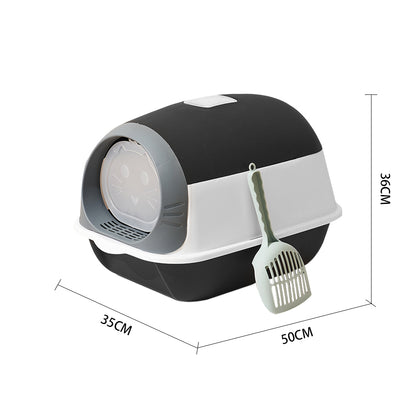 Detachable Cat Litter Box with Built-in UV Sterilizer Lamp and Two-Way Access
