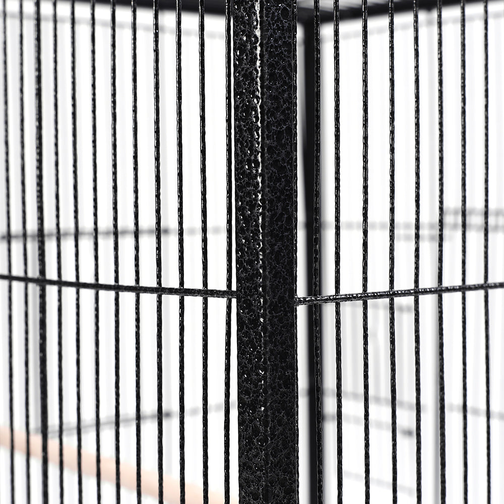 Open-Top Metal Bird Cage with Casters and Dual Feeding Doors