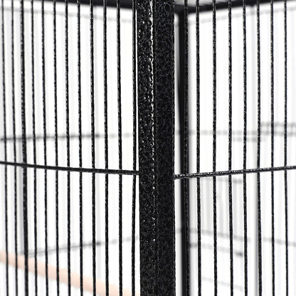 Open-Top Metal Bird Cage with Casters and Dual Feeding Doors