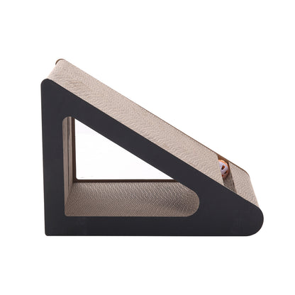 Triangle Corrugated Cardboard Cat Scratcher with Bell Ball – Corner-Friendly Design