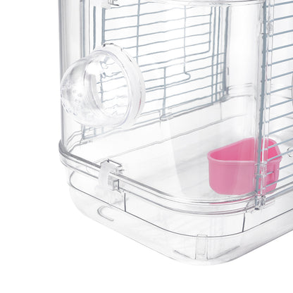 Double-Layer Transparent Hamster Cage with Hidden Handle and Tunnel