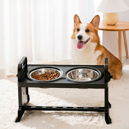 Elevated Pet Feeder with 2 Stainless Steel Bowls – Adjustable Height Stand for Cats and Dogs