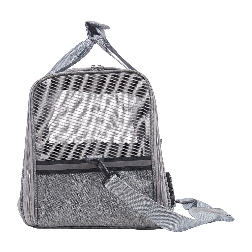 Grey Oxford Pet Travel Carrier – Soft-Sided, Foldable & Breathable Design