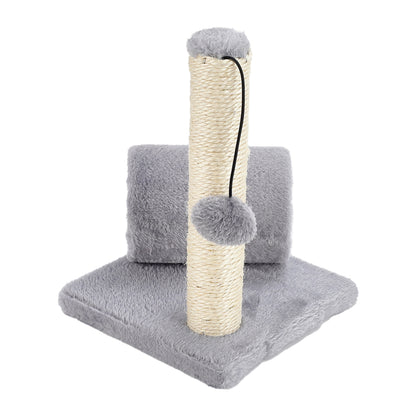 3-in-1 Cat Scratching Post with Plush Tunnel & Hanging Ball Toys – Compact Activity Center for Kittens