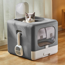 Fully Enclosed Cat Litter Box – Double Door, Easy Clean Design in Grey