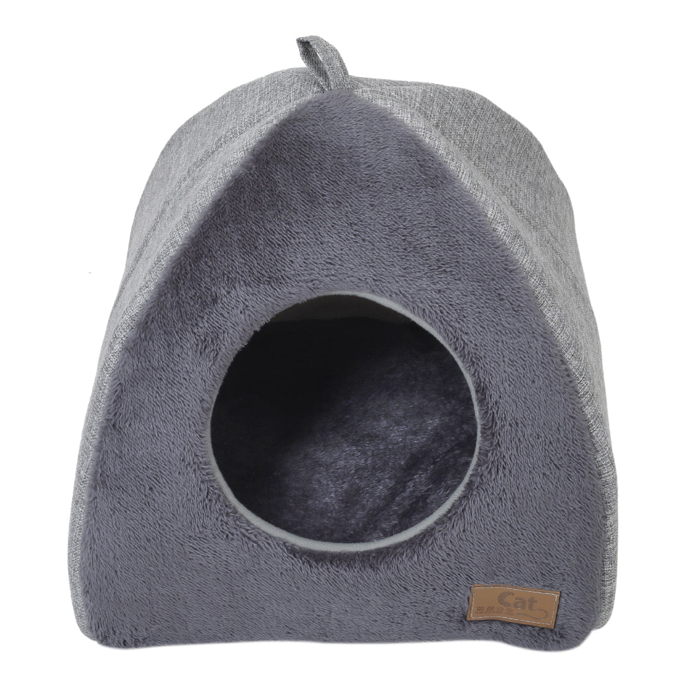 Plush Triangular Pet House – Cozy Enclosed Bed for Cats and Small Dogs