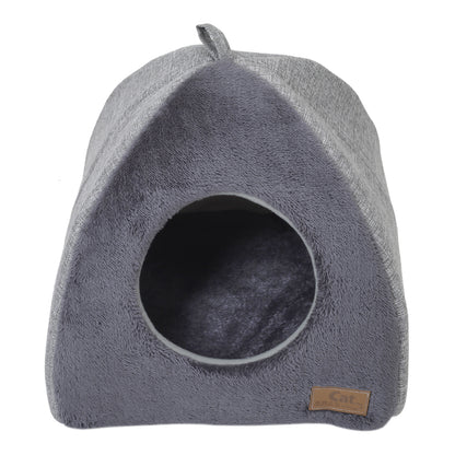 Plush Triangular Pet House – Cozy Enclosed Bed for Cats and Small Dogs