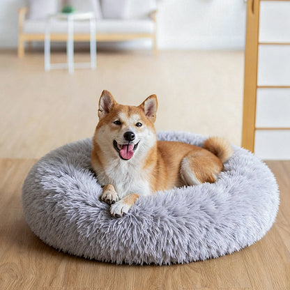 Calming Donut Plush Pet Bed – Soft, Round Cuddler with Raised Rim and Anti-Slip Bottom