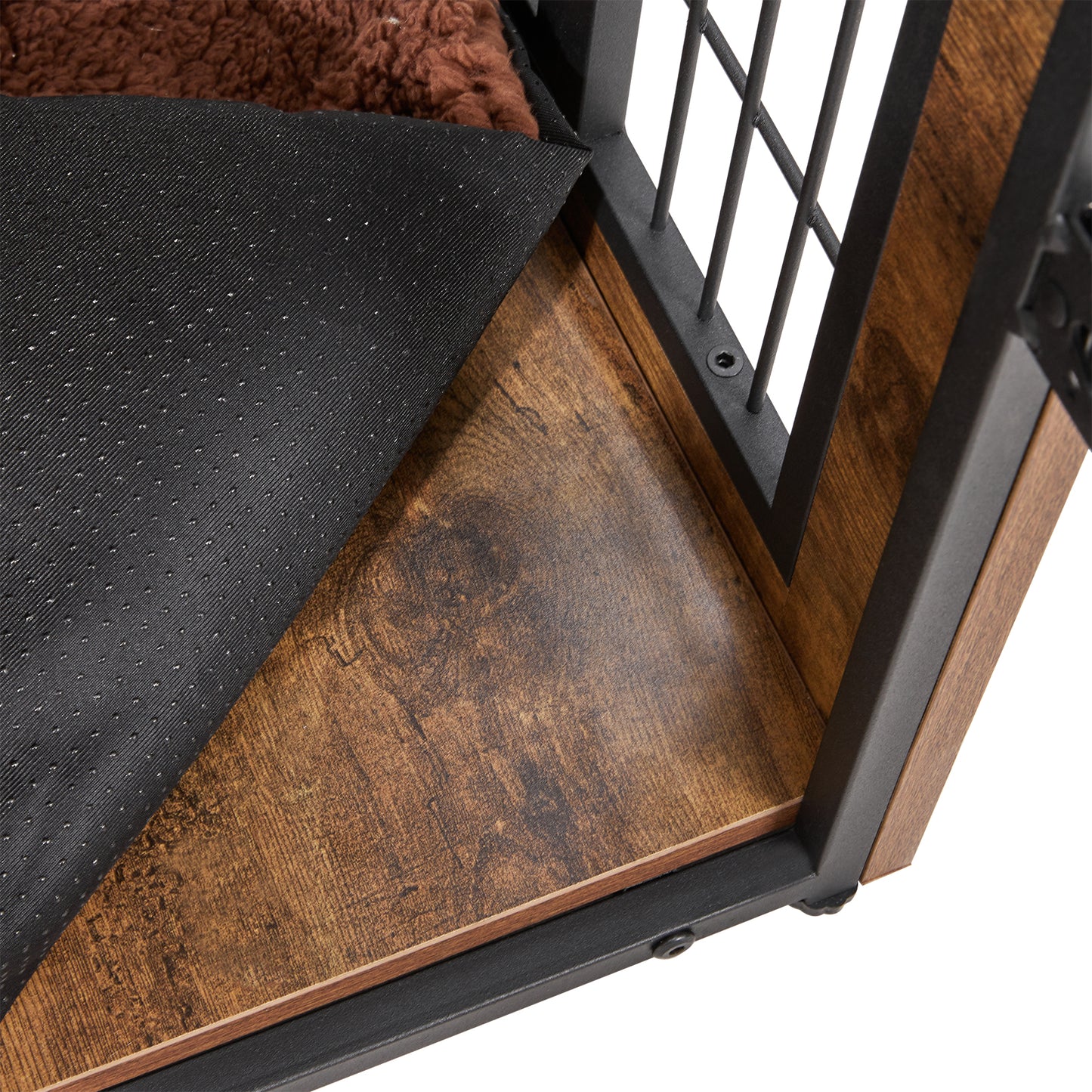 Farmhouse-Inspired Wooden Dog Crate with Double Doors – Decorative Kennel for Small to Medium Dogs