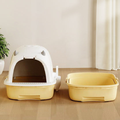 Fully Enclosed Cat Litter Box with Pull-Out Drawer and Deodorizer – Space-Saving, Odour-Reducing Design