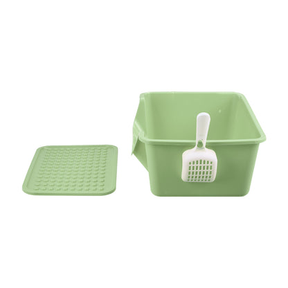 Large Anti-Splash Cat Litter Box with Mat and Scoop – Easy Access & Mess-Free Design