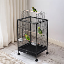 Open-Top Metal Bird Cage with Casters and Dual Feeding Doors