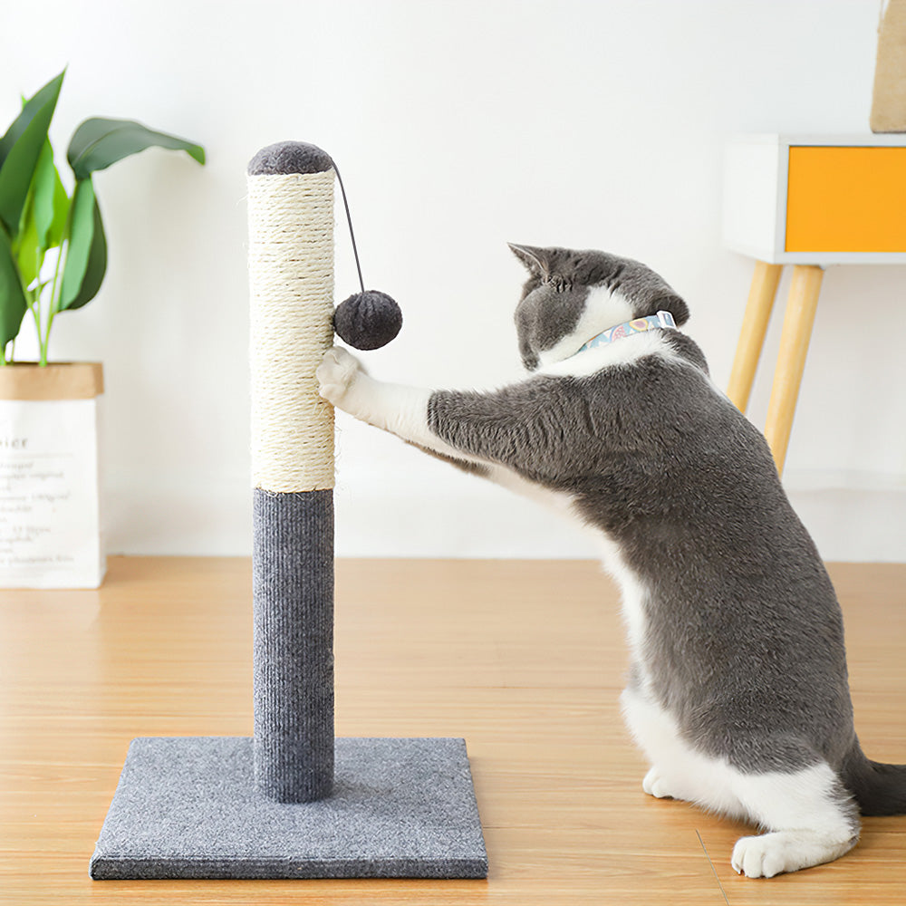 Natural Sisal Cat Scratching Post with Hanging Ball – Stable Base & Fun Design for Indoor Cats