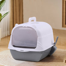 Detachable Cat Litter Box with Deodorising Compartment – Grey & White, Easy-to-Clean Design