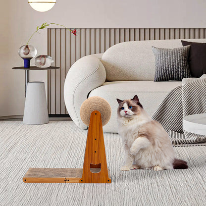 L-Shaped Cat Scratcher with Sisal Ball – Compact Design for Scratching, Climbing & Play