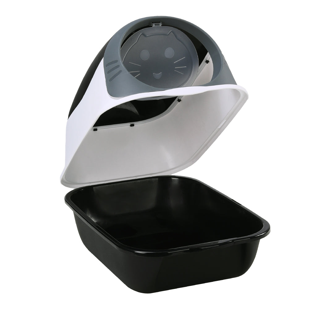 Detachable Cat Litter Box with Built-in UV Sterilizer Lamp and Two-Way Access