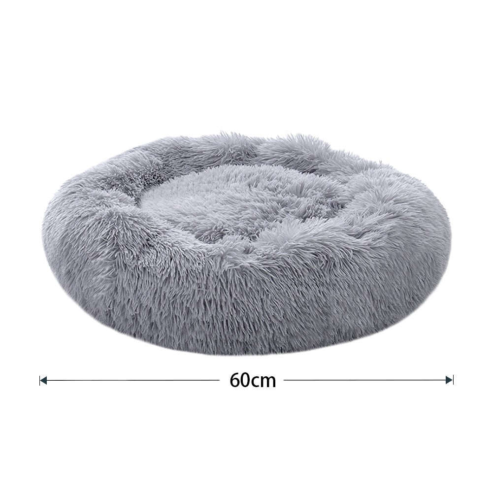 Calming Donut Plush Pet Bed – Soft, Round Cuddler with Raised Rim and Anti-Slip Bottom