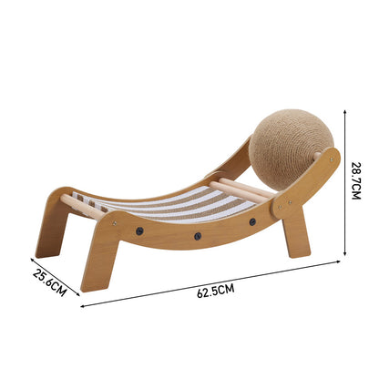 Curved Cat Scratching Board with Sisal Ball – Durable Lounge & Scratch Surface with Wooden Frame
