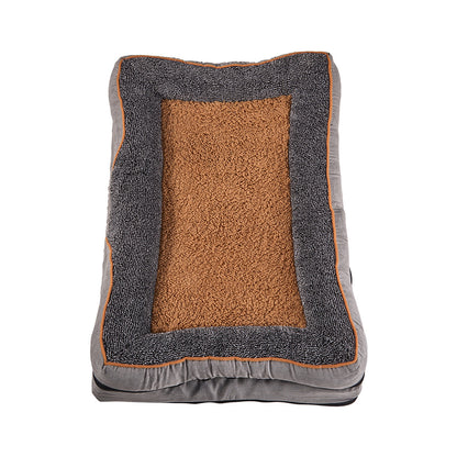 Medium-Sized Anti-Slip Plush Pet Sleeping Bed with Elevated Pillow and Removable Cover