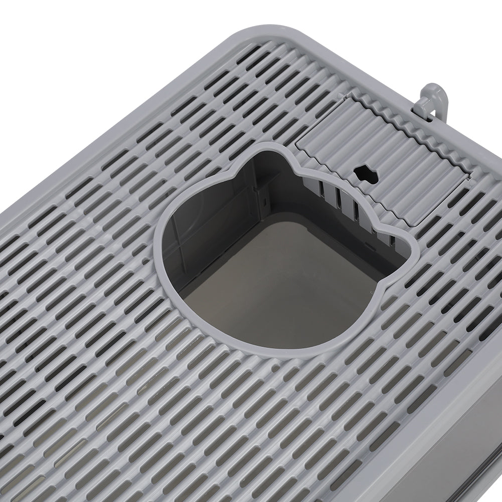 Enclosed Folding Plastic Cat Litter Box with Convenient Drawer and Scoop