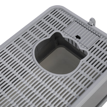Enclosed Folding Plastic Cat Litter Box with Convenient Drawer and Scoop