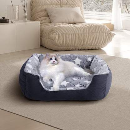 Soft Plush Non-Slip Washable Pet Sleeping Bed with Raised Sides