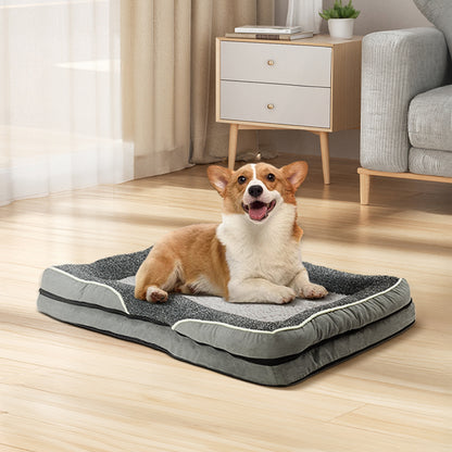 Light Grey Anti-Slip Pet Bed with Plush Interior & Removable Cover