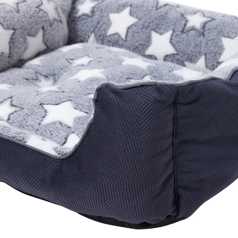 Soft Plush Non-Slip Washable Pet Sleeping Bed with Raised Sides