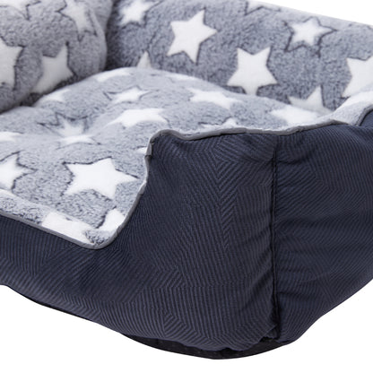 Soft Plush Non-Slip Washable Pet Sleeping Bed with Raised Sides