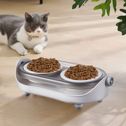 Tilt-Adjustable Ceramic Double Bowl Pet Feeder – Ergonomic Design for Cats and Dogs