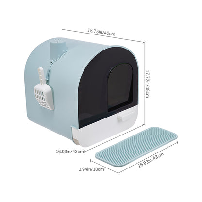 Large Enclosed Cat Litter Box with Deodorizer – Leak-Proof, Anti-Tracking, and Splash-Proof Design for Cats