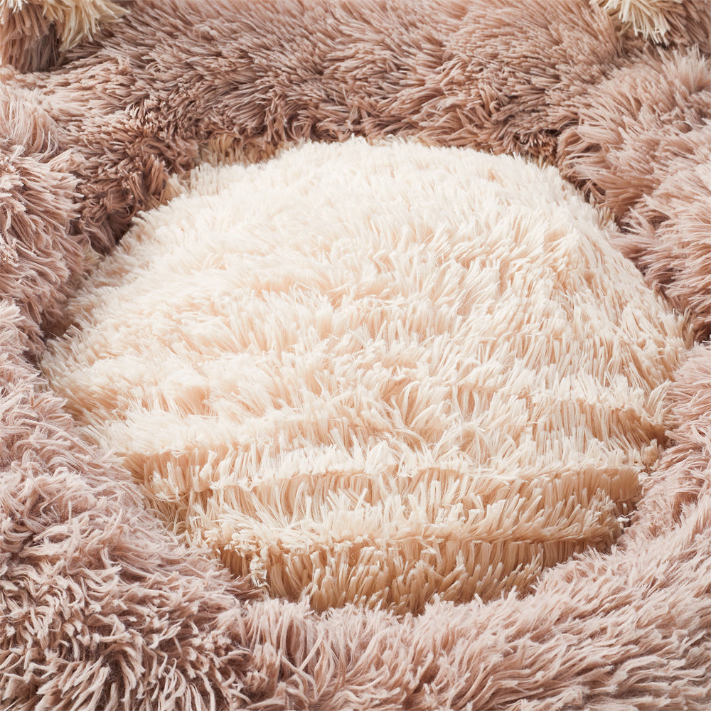 Round Plush Calming Pet Bed with Adorable Ears – Soft, Cozy, and Supportive