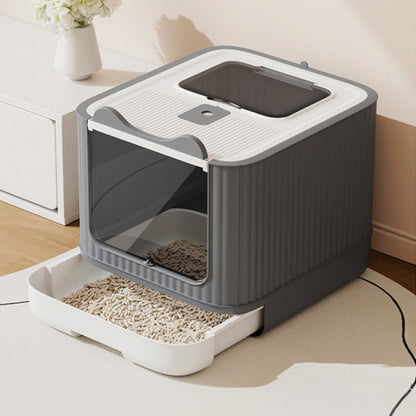 Large Foldable Cat Litter Box – Multi-Mode with UV Sterilization and Odour Control