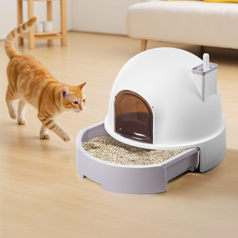Large Enclosed Cat Litter Box with Bidirectional Doors – Multi-Cat, Odor-Control, Easy-Clean Design