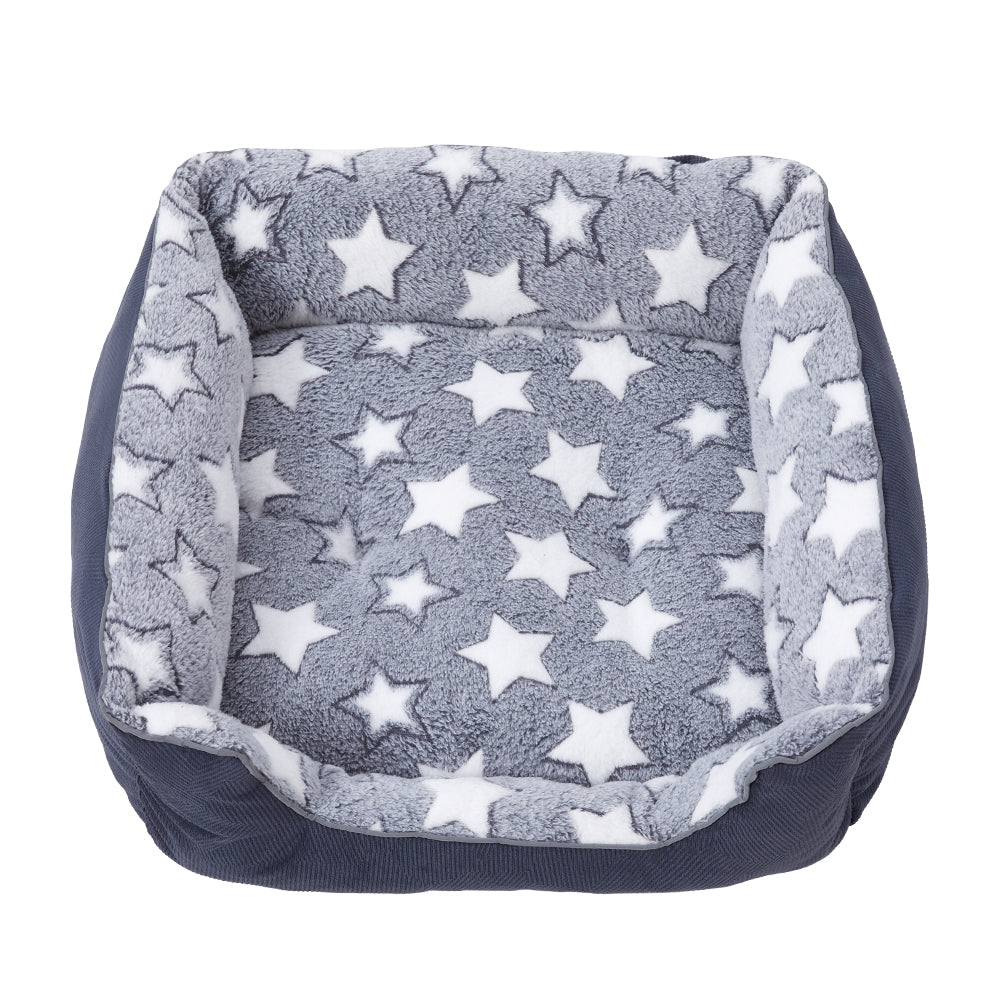 Soft Plush Non-Slip Washable Pet Sleeping Bed with Raised Sides