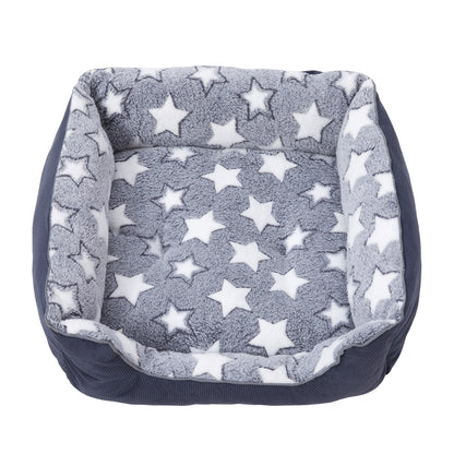 Soft Plush Non-Slip Washable Pet Sleeping Bed with Raised Sides