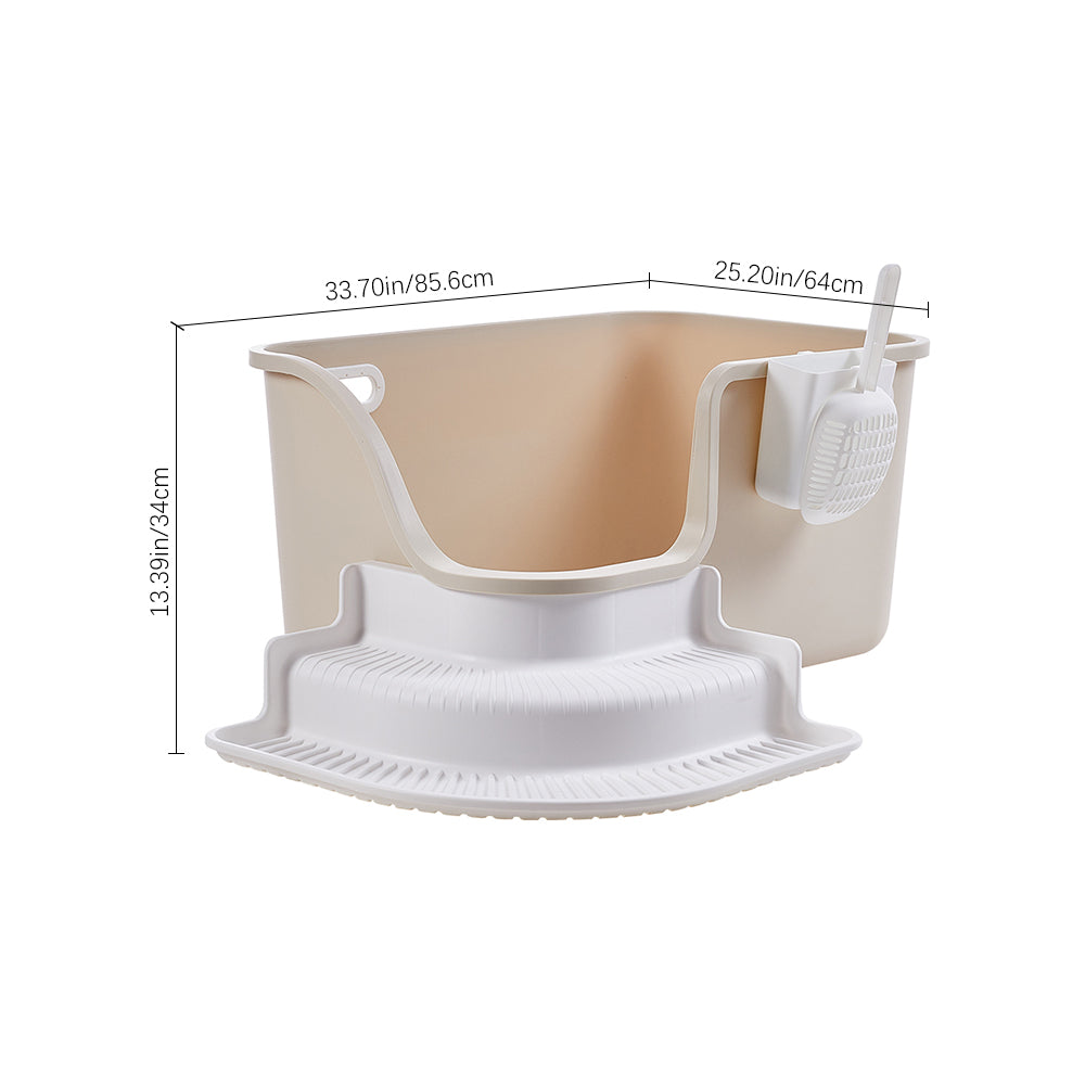 Open Top Cat Litter Box with Staircase – Spacious, Easy Access, and Effortless Cleaning
