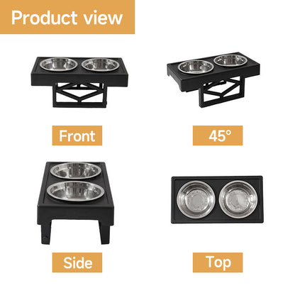 Height Adjustable Pet Bowl Stand with 2 Stainless Steel Bowls – Portable, Hygienic, Non-Slip Design