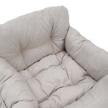 Light Grey Travel Pet Bed with Storage Pockets – Cozy Car Seat Protector with Safety Straps