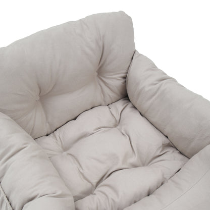 Light Grey Travel Pet Bed with Storage Pockets – Cozy Car Seat Protector with Safety Straps