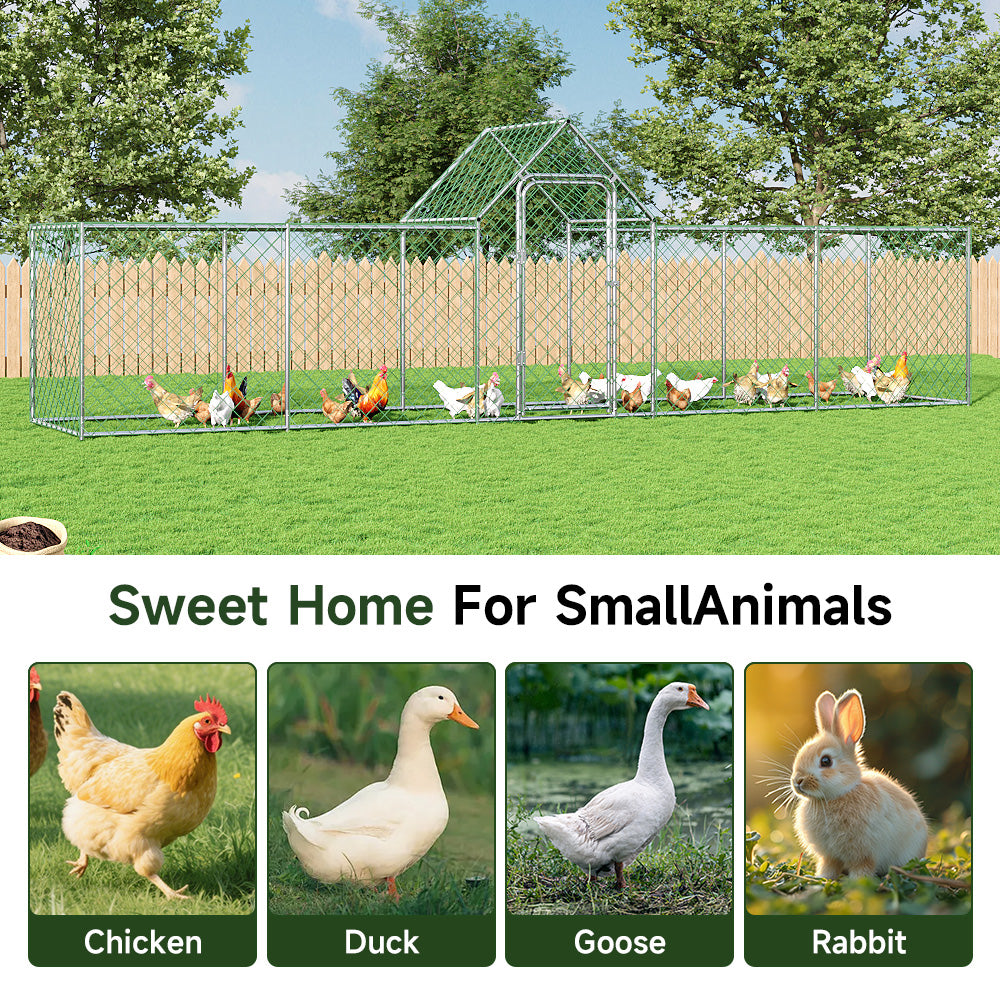 Metal Chicken Coop Run with PE Tarpaulin – Secure, Spacious Outdoor Enclosure for Poultry and Rabbits
